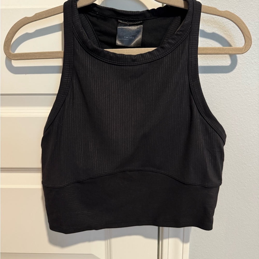 Black Lululemon high-neck sports bra/tank top